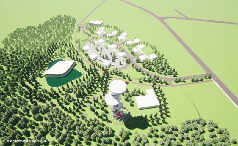 Autre vue 3D aérienne du site