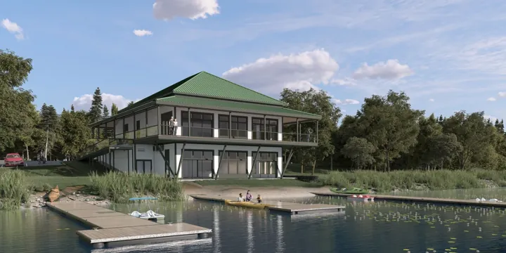 Rendu du centre au bord de l’eau avec quais