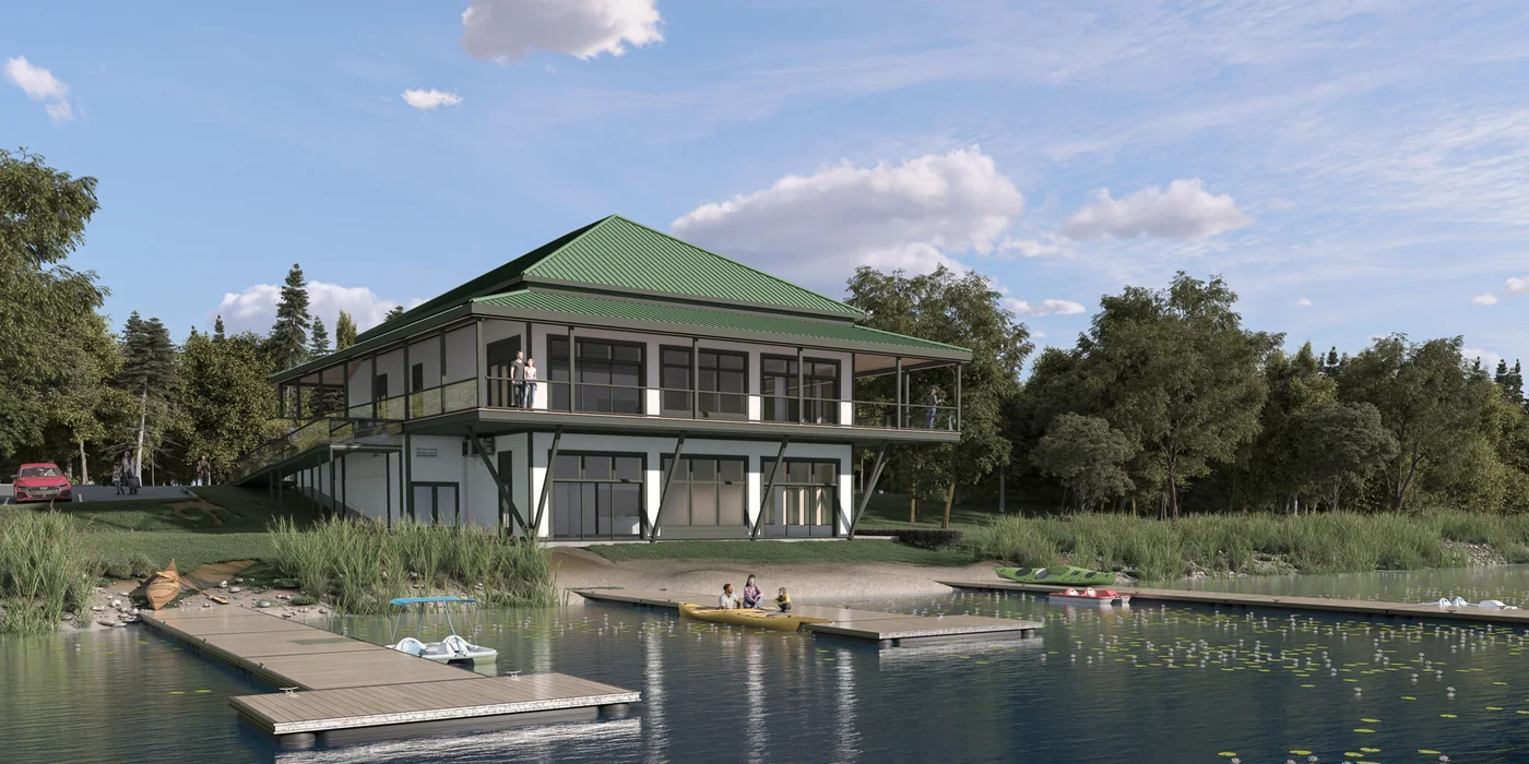 Rendu du centre au bord de l’eau avec quais