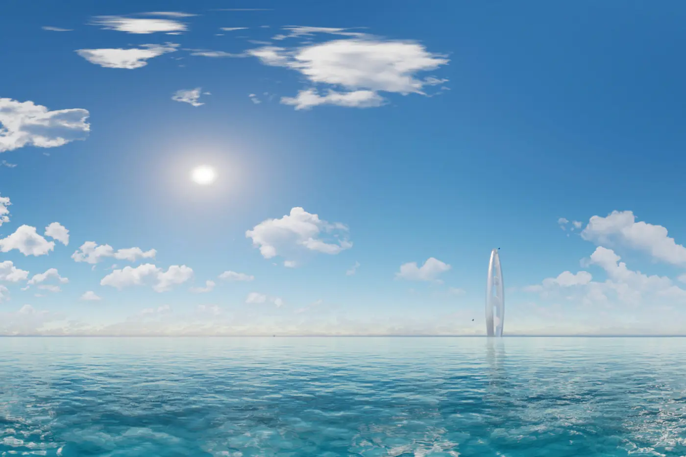 Tour sur la mer sous un ciel bleu
