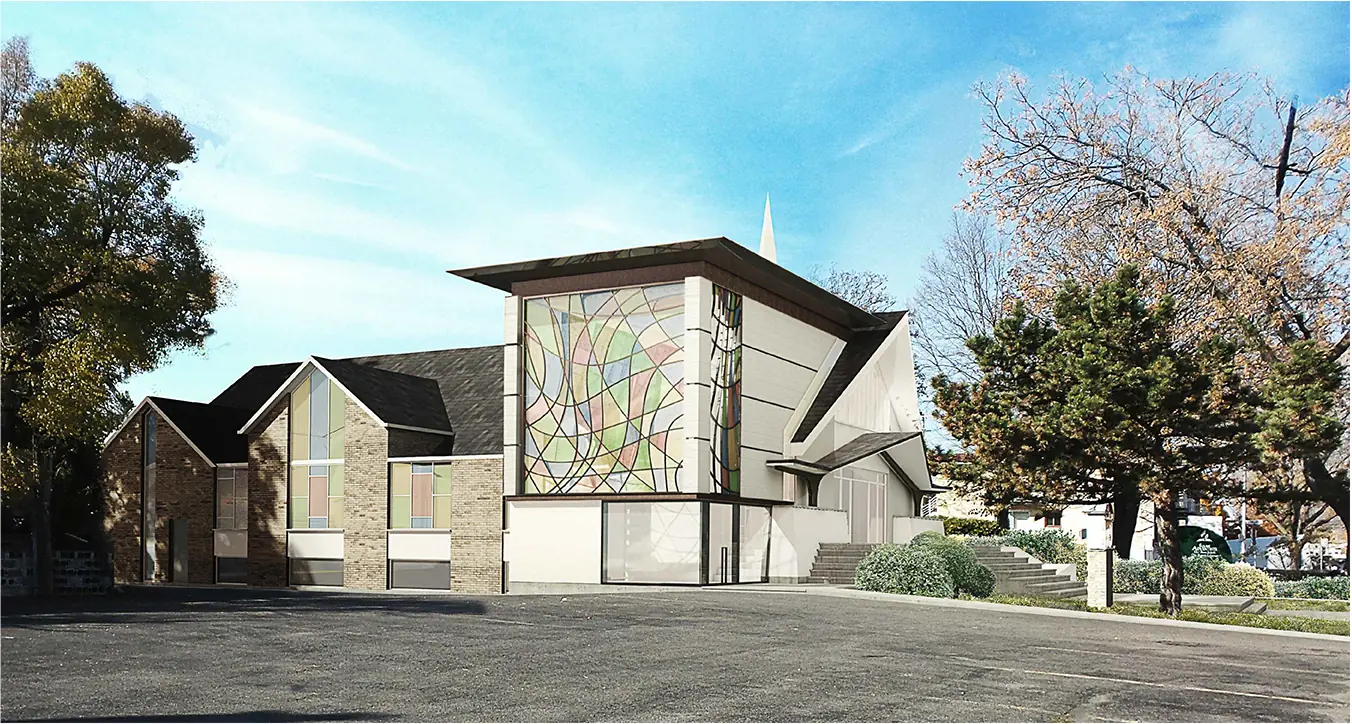 Église existante et bâtiments voisins